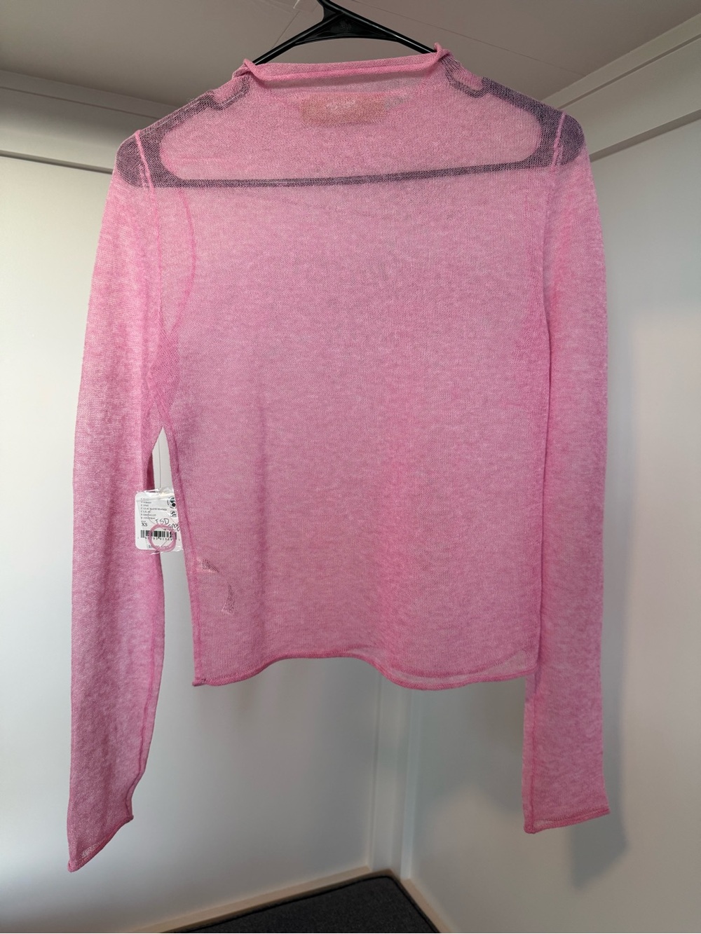 NWT Lightweight Pink Semi Sheer Long Sleeve Flaw Size XS
